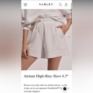 NWT Varley Atrium High-Rise Short 4.5” - Ivory Marl XS